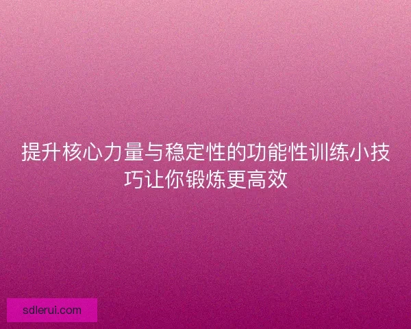 提升核心力量与稳定性的功能性训练小技巧让你锻炼更高效
