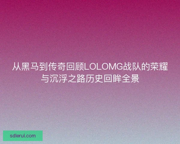 从黑马到传奇回顾LOLOMG战队的荣耀与沉浮之路历史回眸全景